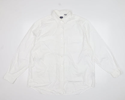 Womens UK Size L Gap White Basic Button-Up