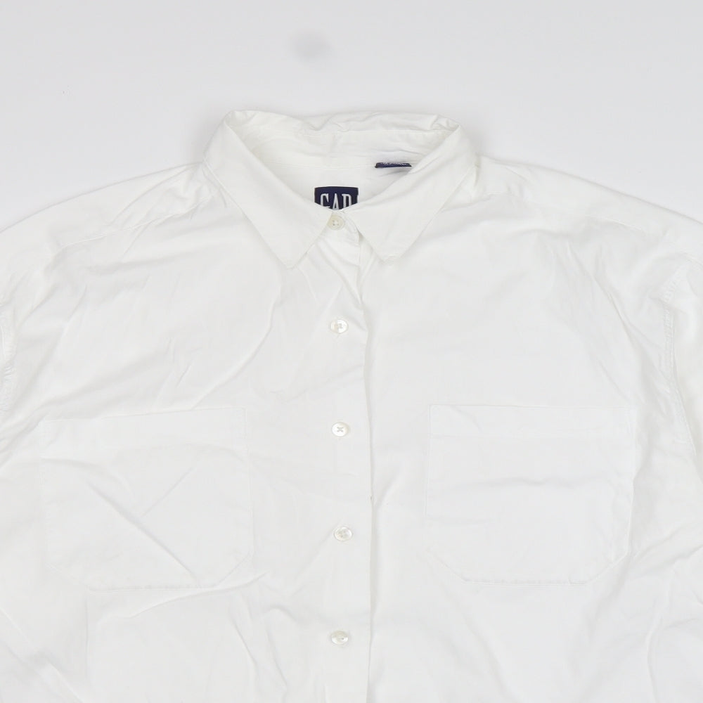 Womens UK Size L Gap White Basic Button-Up