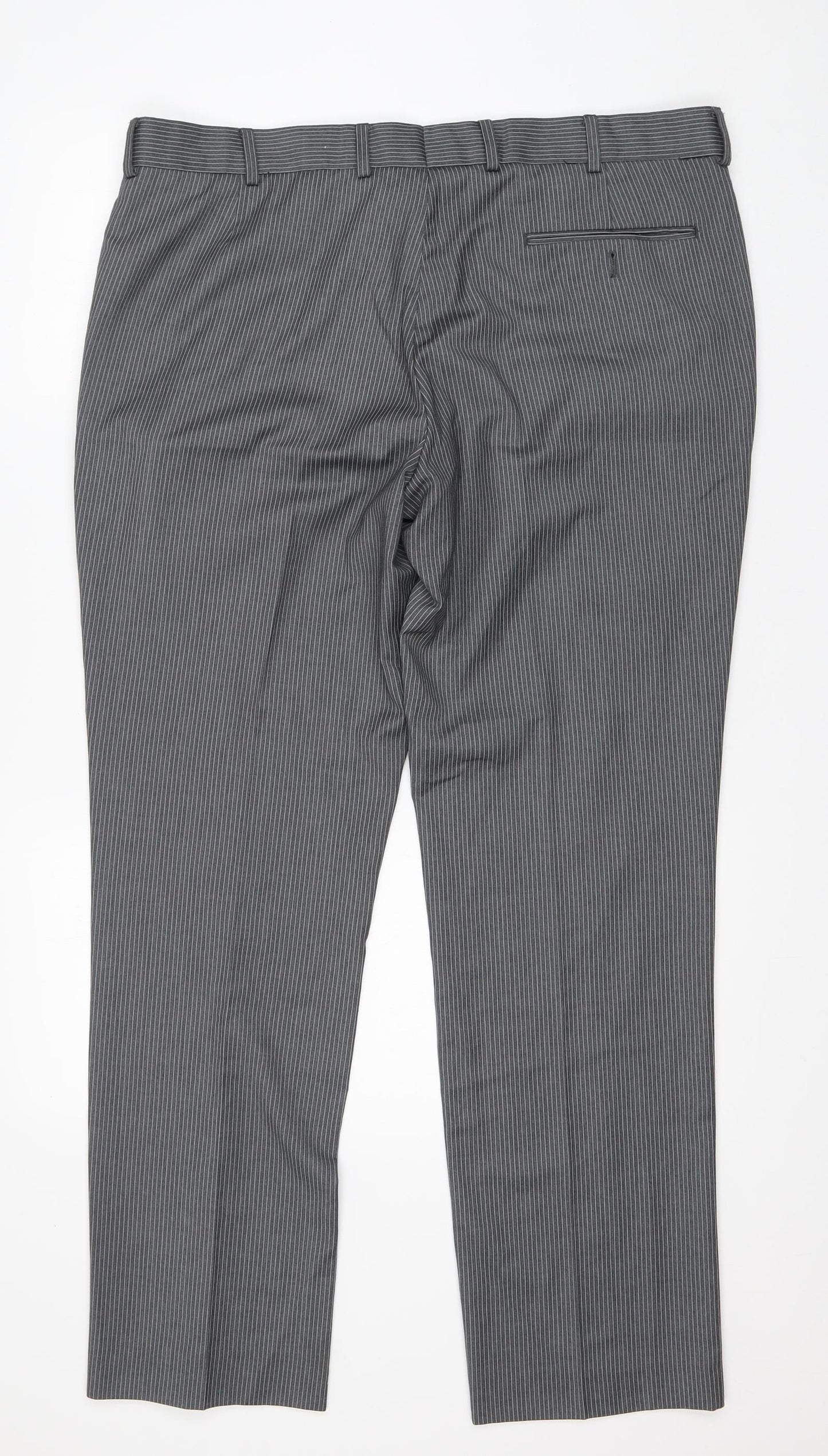 Burton Mens Grey Striped Polyester Trousers  Size 38 in L31 in Regular Zip