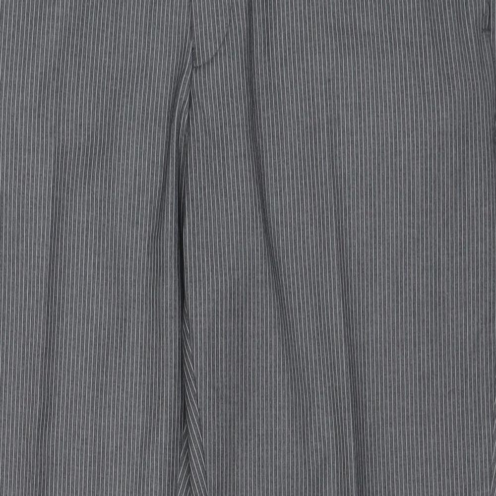 Burton Mens Grey Striped Polyester Trousers  Size 38 in L31 in Regular Zip