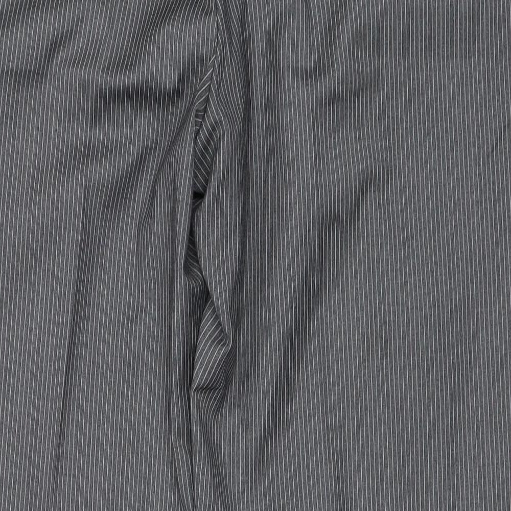 Burton Mens Grey Striped Polyester Trousers  Size 38 in L31 in Regular Zip