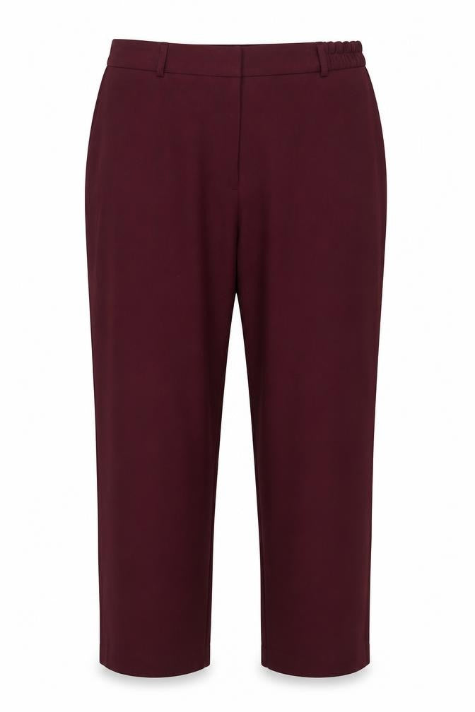 Front view of Special Collection women’s purple polyester trousers, size UK 18, 24-inch leg regular zip