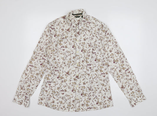 Mens UK Size M Eddie Bauer Ivory  Button-Up Long Sleeve Casual Shirt