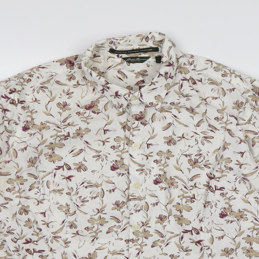 Mens UK Size M Eddie Bauer Ivory  Button-Up Long Sleeve Casual Shirt