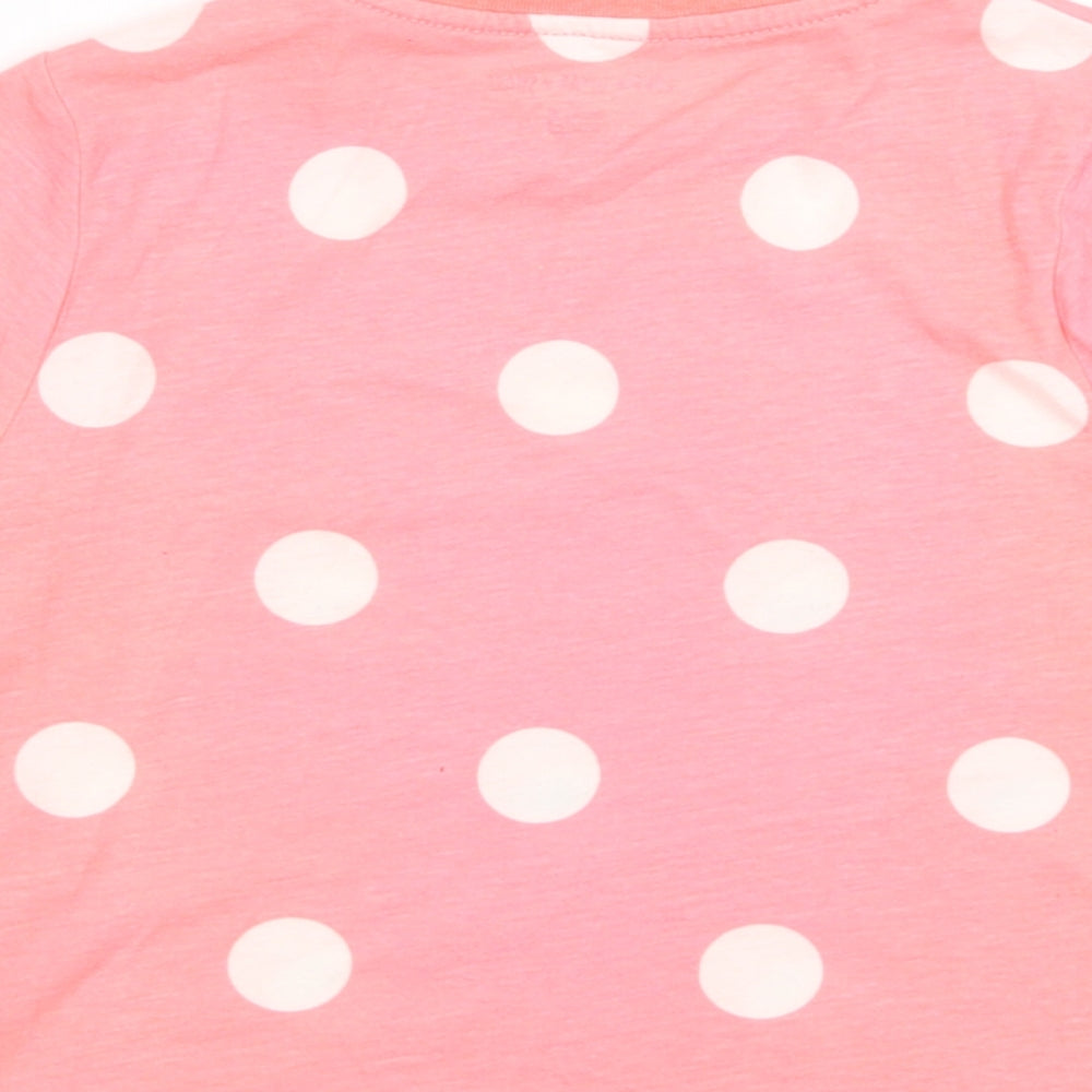 F&F Girls Pink Polka Dot Polyester Basic T-Shirt Size 7-8 Years Crew Neck  - Vacay