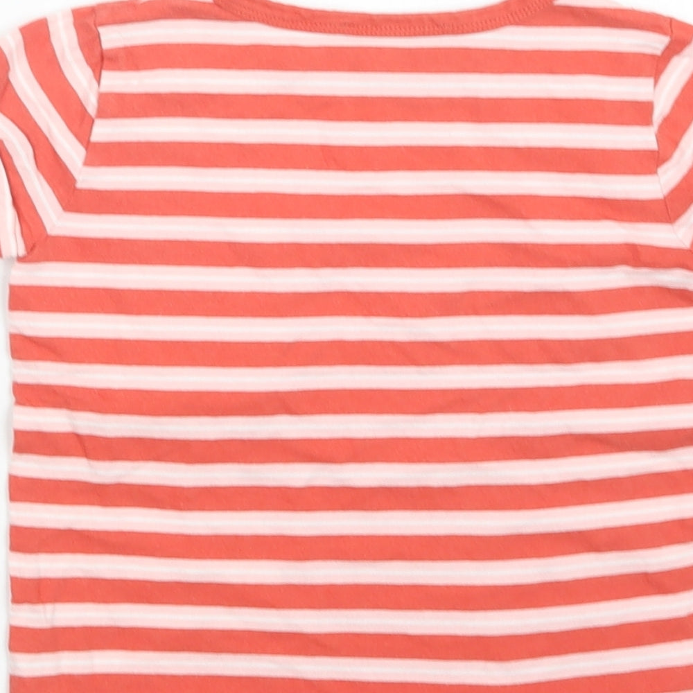 Enfant Terrible Girls Red Striped Cotton Basic T-Shirt Size 3-4 Years Crew Neck  - Flamingo
