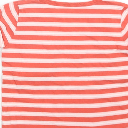 Enfant Terrible Girls Red Striped Cotton Basic T-Shirt Size 3-4 Years Crew Neck  - Flamingo