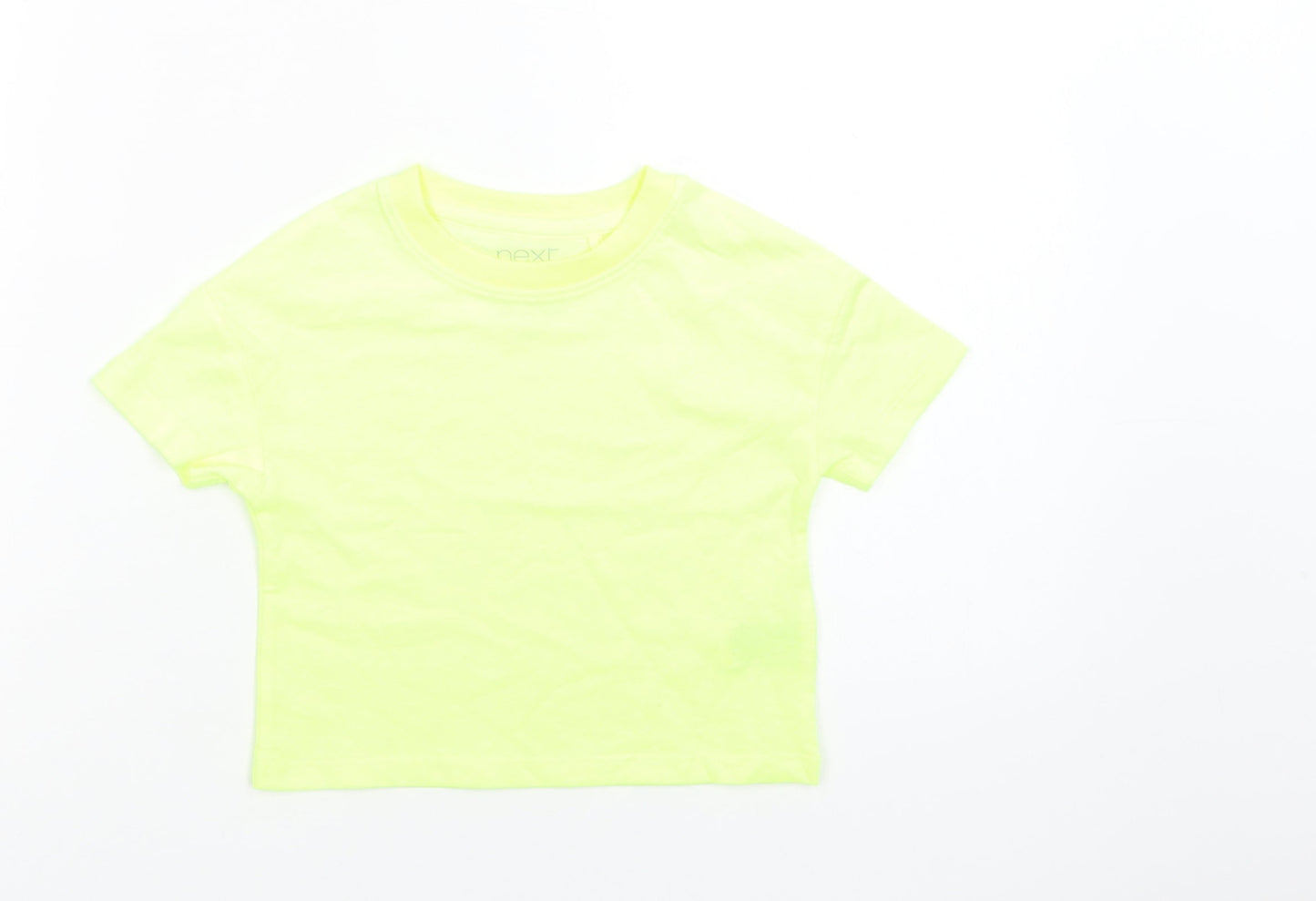 NEXT Girls Green  Cotton Basic T-Shirt Size 3 Years Crew Neck  - Neon