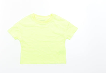 NEXT Girls Green  Cotton Basic T-Shirt Size 3 Years Crew Neck  - Neon