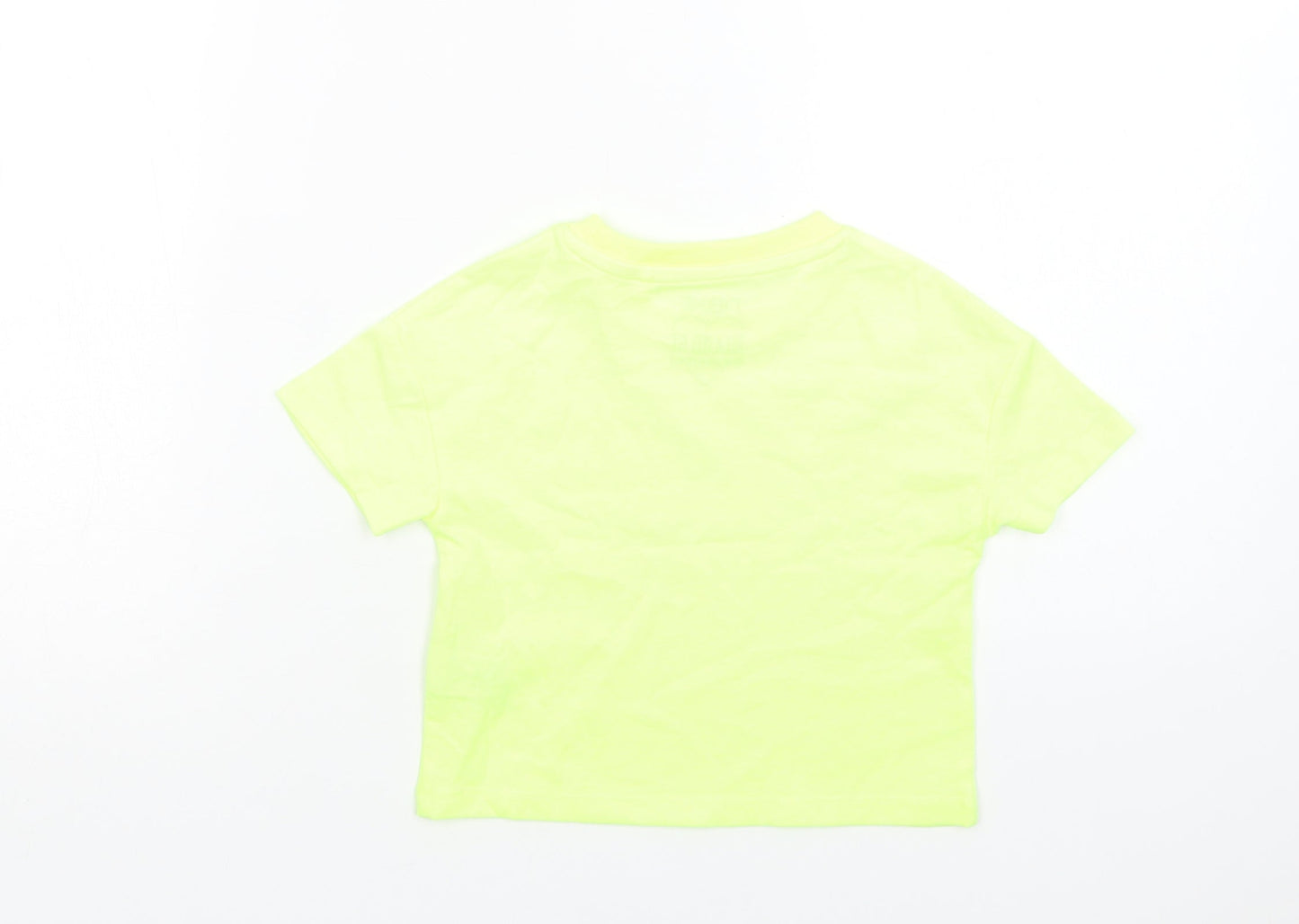 NEXT Girls Green  Cotton Basic T-Shirt Size 3 Years Crew Neck  - Neon