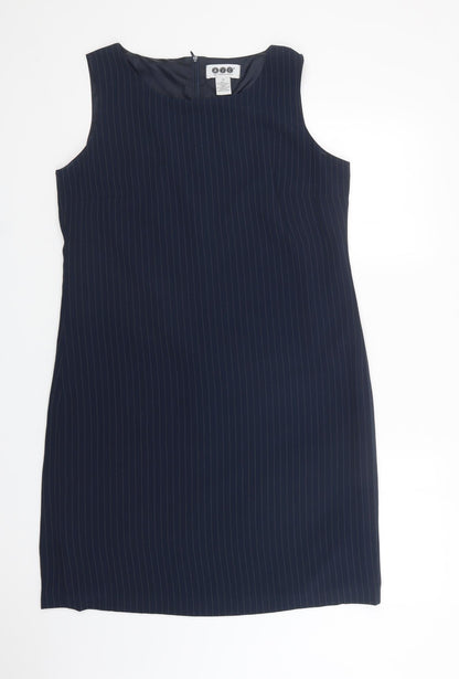 AYC By Joshua Faulk Womens Blue Striped Polyester Pinafore/Dungaree Dress  Size 14  Round Neck Zip