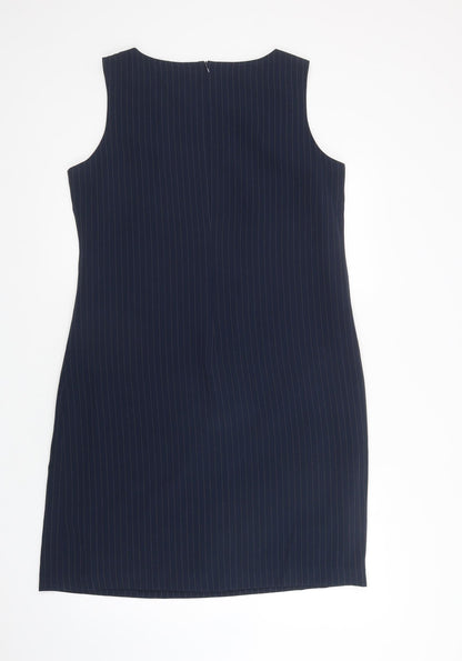 AYC By Joshua Faulk Womens Blue Striped Polyester Pinafore/Dungaree Dress  Size 14  Round Neck Zip