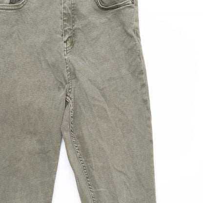 M&S Womens Green  Cotton Skinny Jeans Size 12 L31 in Regular Button