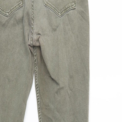 M&S Womens Green  Cotton Skinny Jeans Size 12 L31 in Regular Button