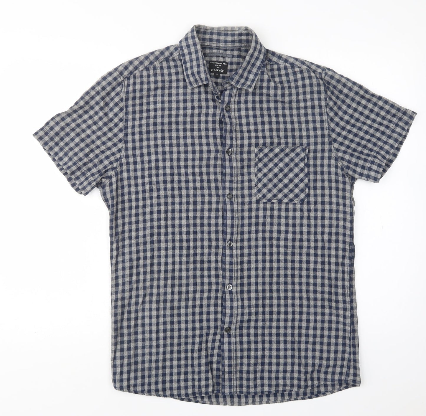 Mens UK Size S Matalan Blue  Button-Up Short Sleeve Casual Shirt