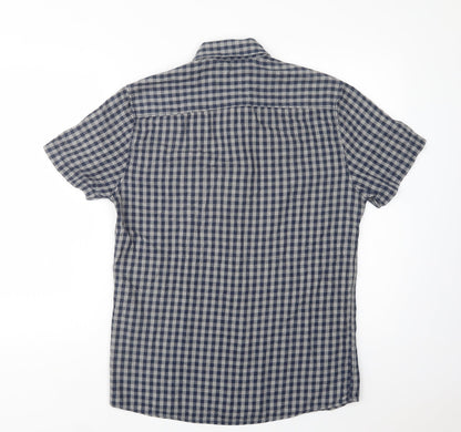 Mens UK Size S Matalan Blue  Button-Up Short Sleeve Casual Shirt