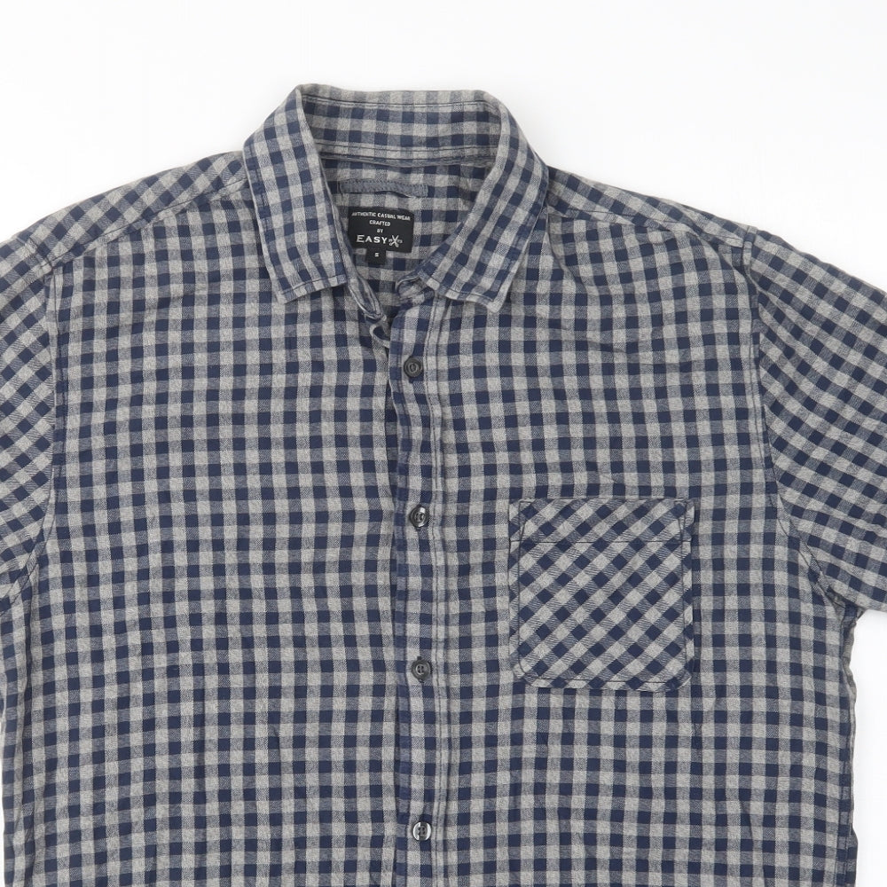 Mens UK Size S Matalan Blue  Button-Up Short Sleeve Casual Shirt