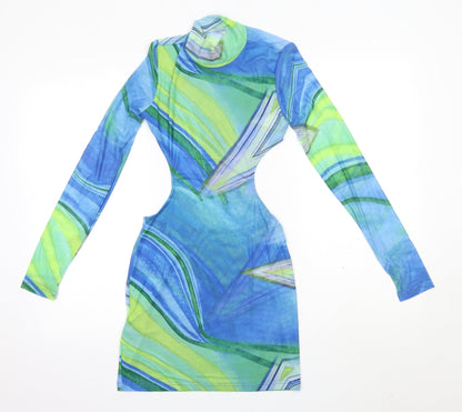 SheIn Womens Multicoloured  Polyester Bodycon  Size XS  High Neck  - Open Back