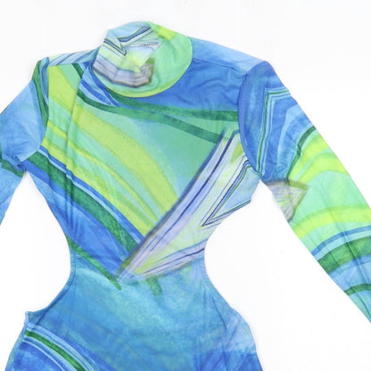 SheIn Womens Multicoloured  Polyester Bodycon  Size XS  High Neck  - Open Back