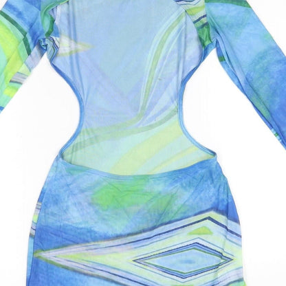 SheIn Womens Multicoloured  Polyester Bodycon  Size XS  High Neck  - Open Back