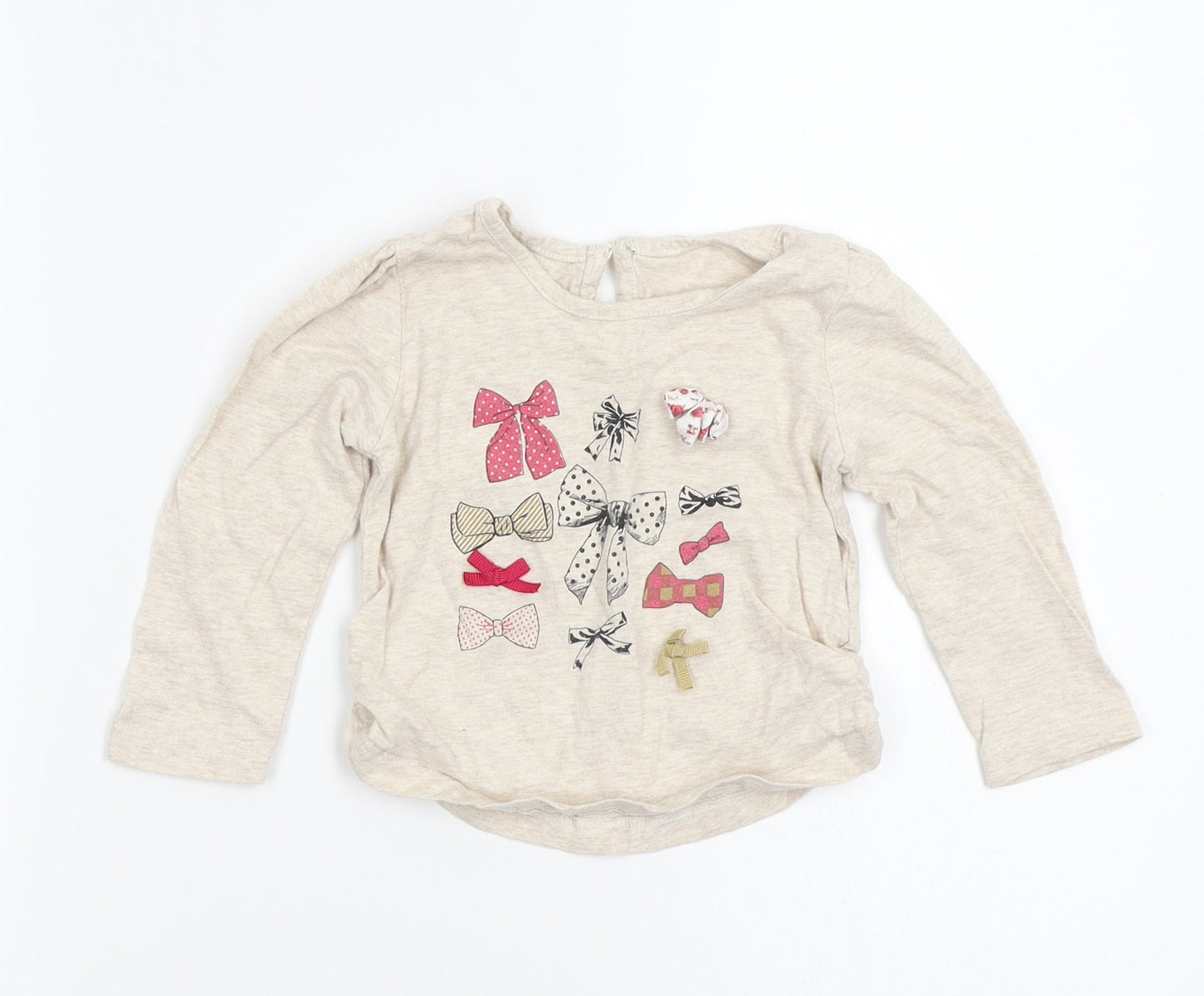 Matalan Girls Beige  Cotton Basic T-Shirt Size 12-18 Months Round Neck