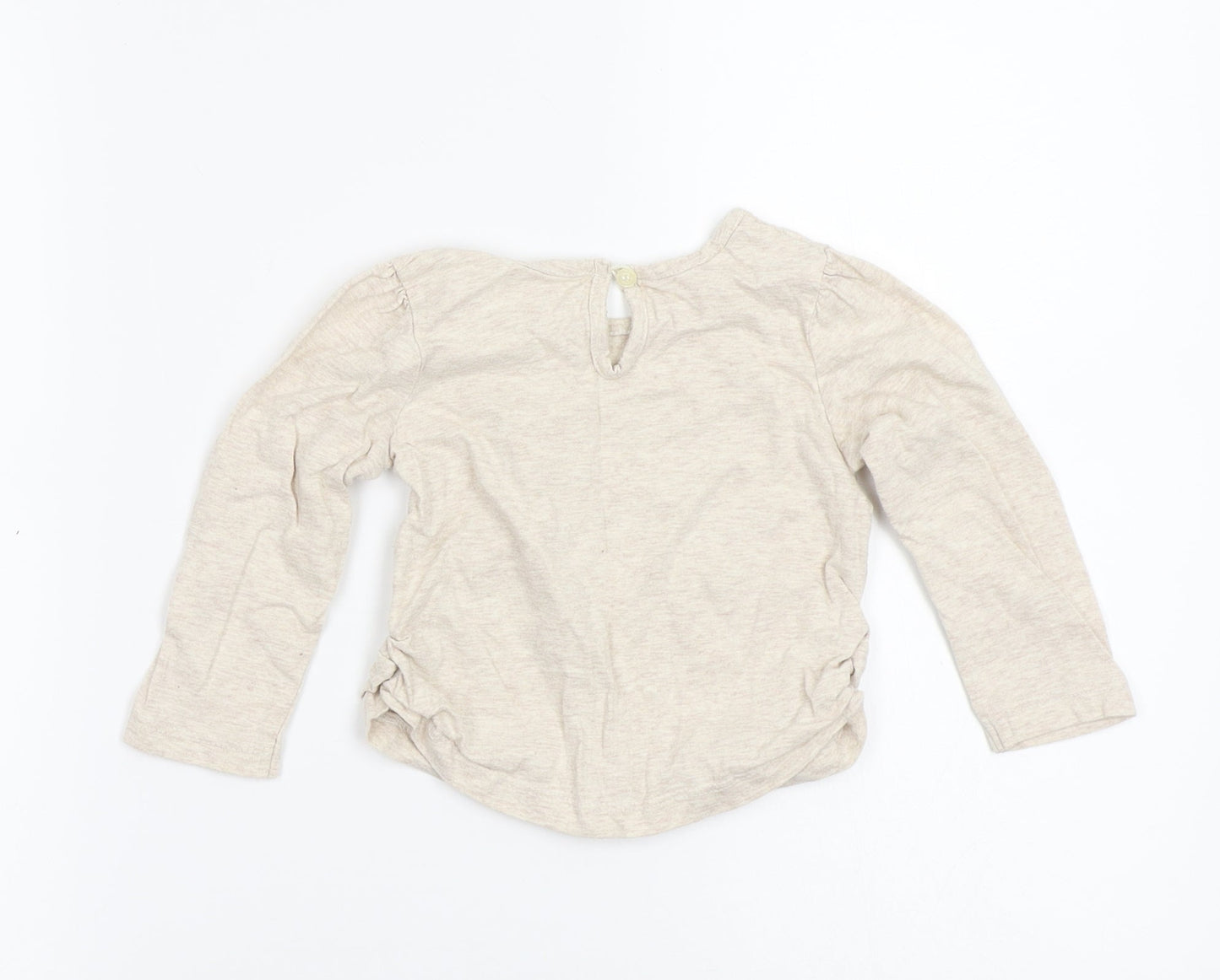 Matalan Girls Beige  Cotton Basic T-Shirt Size 12-18 Months Round Neck