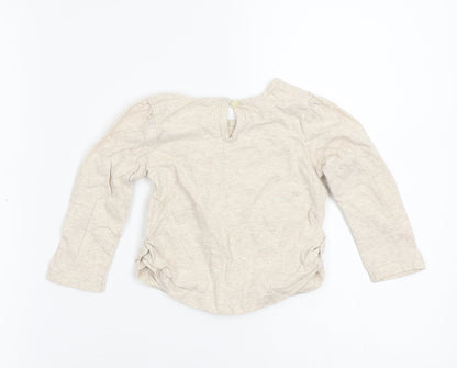 Matalan Girls Beige  Cotton Basic T-Shirt Size 12-18 Months Round Neck