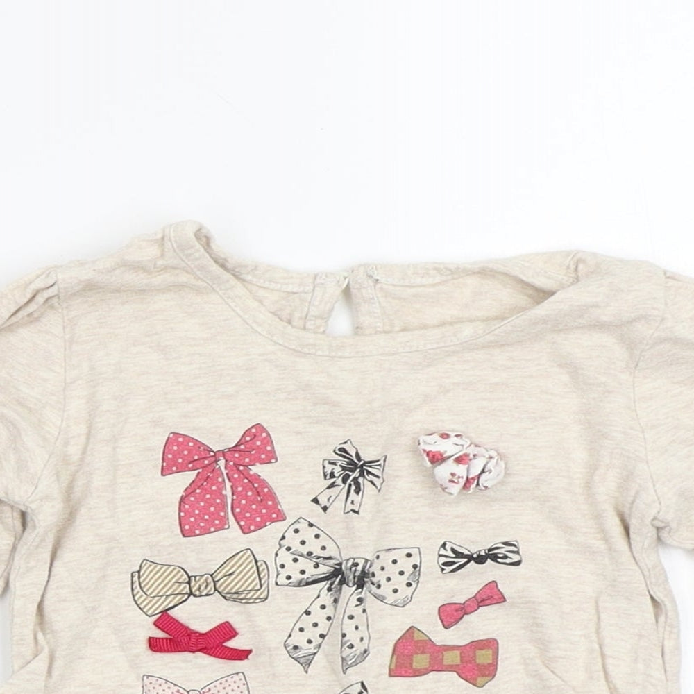 Matalan Girls Beige  Cotton Basic T-Shirt Size 12-18 Months Round Neck