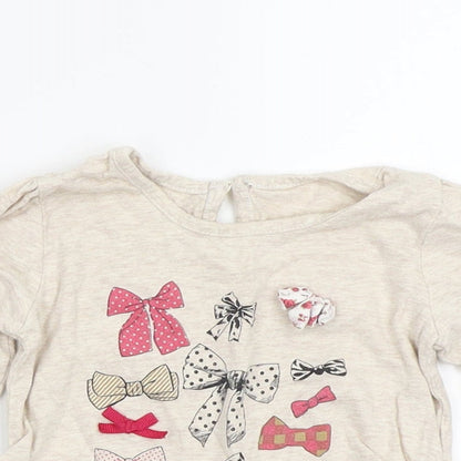 Matalan Girls Beige  Cotton Basic T-Shirt Size 12-18 Months Round Neck