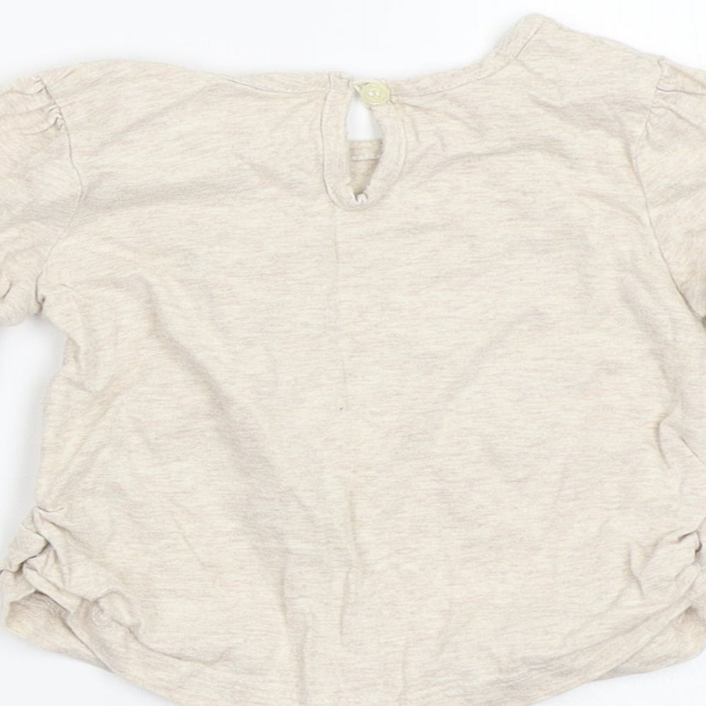 Matalan Girls Beige  Cotton Basic T-Shirt Size 12-18 Months Round Neck