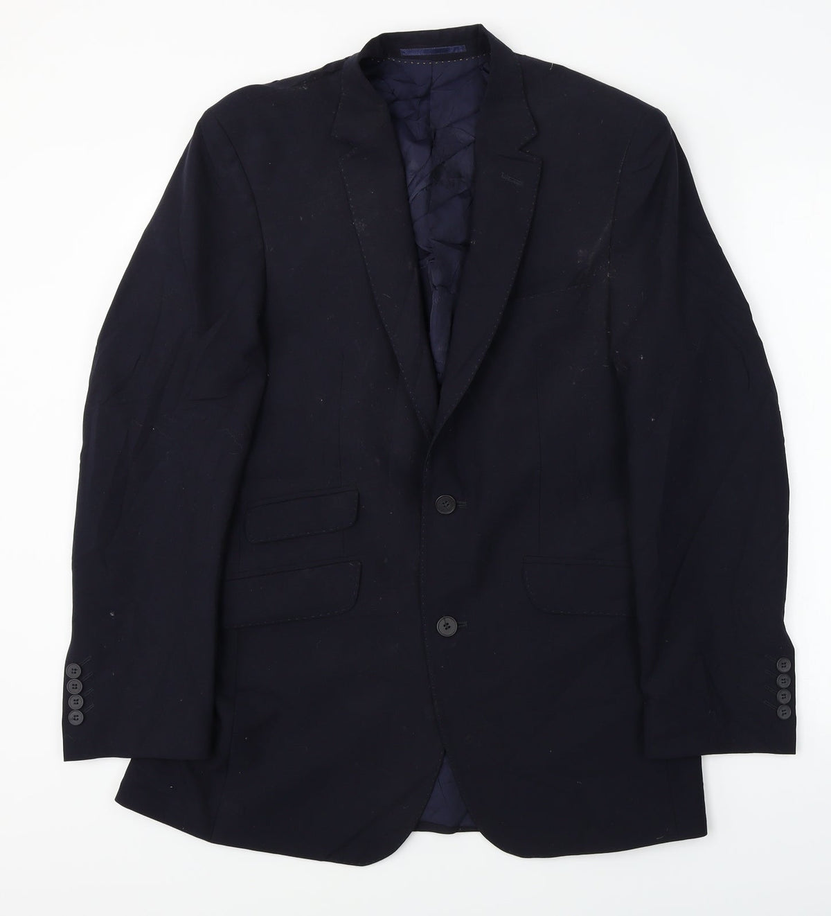 Additional front view of europa men’s blue polyester jacket blazer, size 38