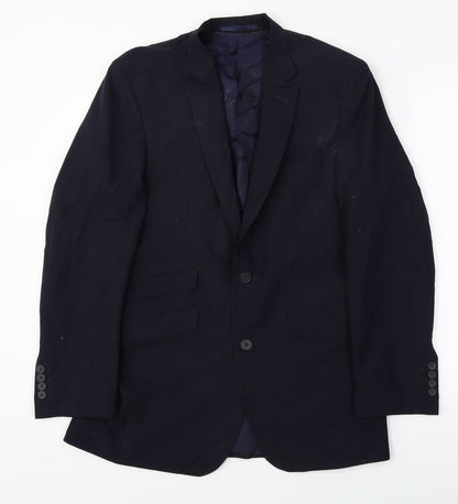 Additional front view of europa men’s blue polyester jacket blazer, size 38