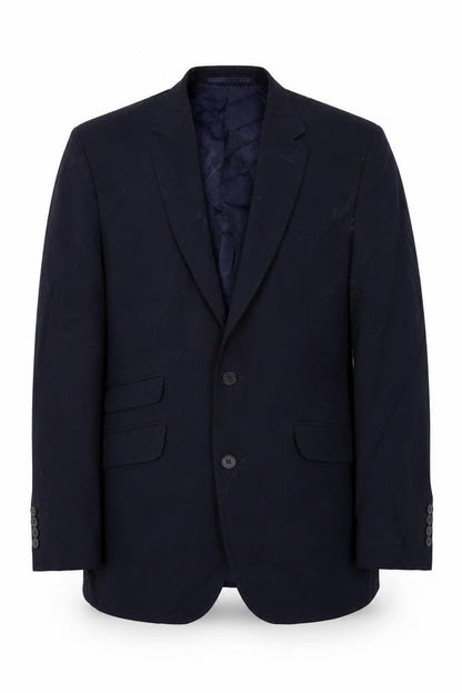 Front view of europa men’s blue polyester jacket blazer, size 38