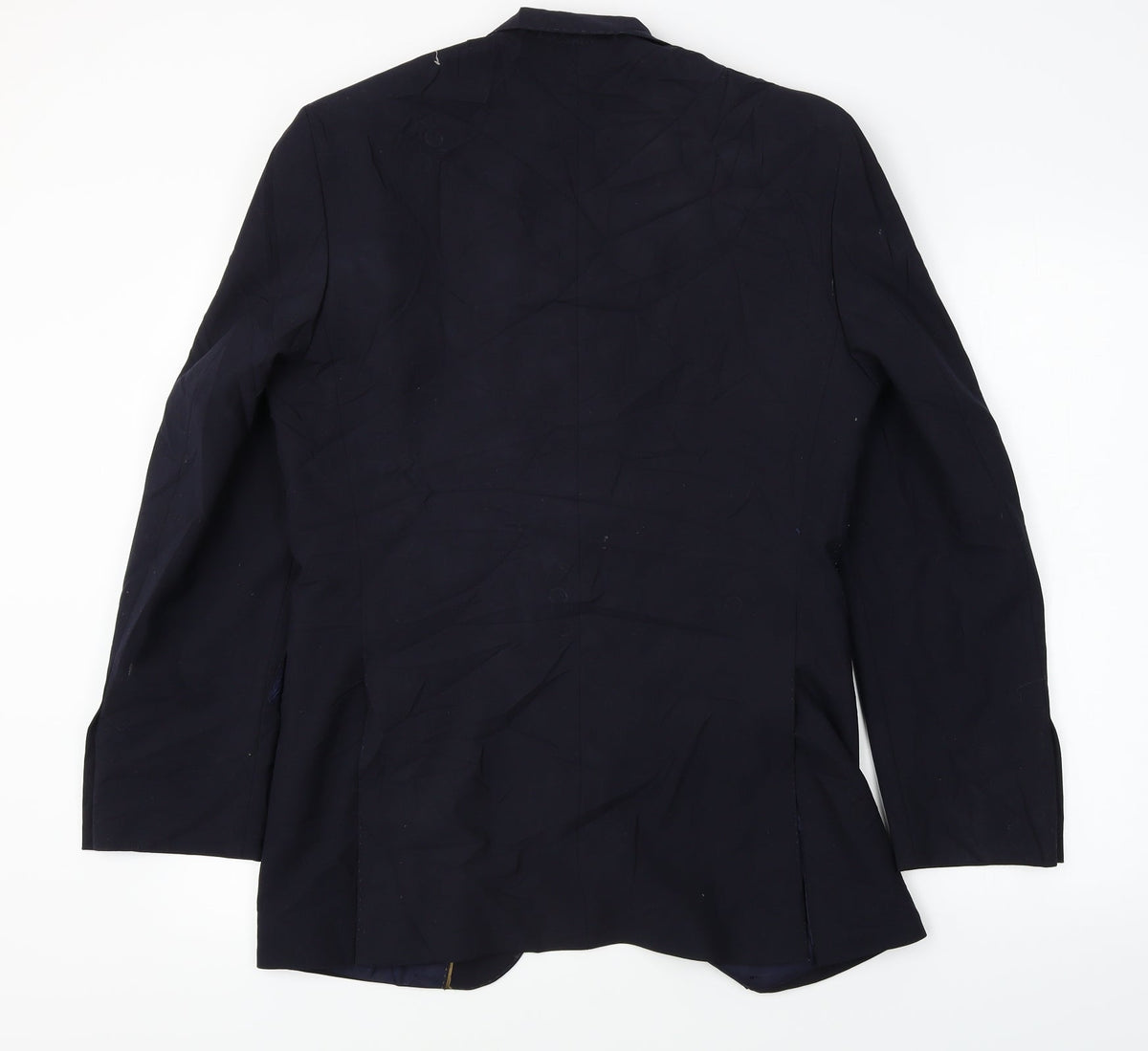Back view of europa men’s blue polyester jacket blazer, size 38