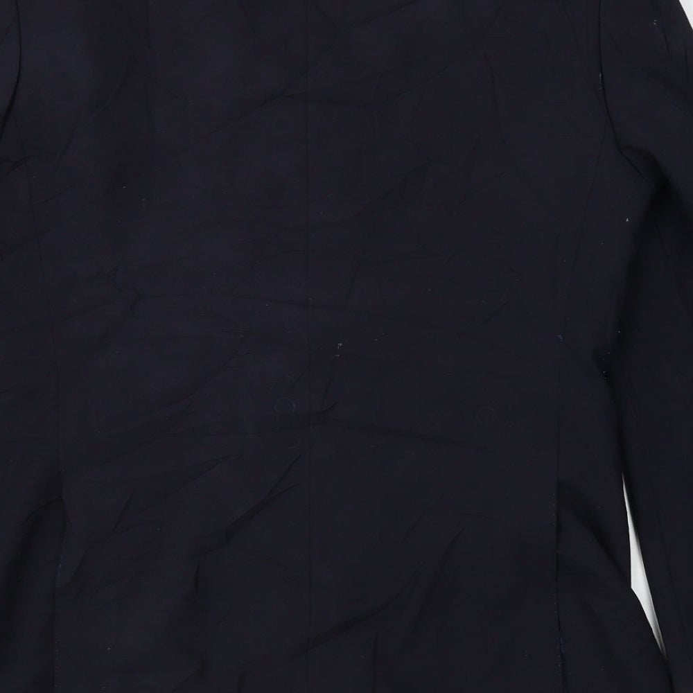 Brand and care label for europa men’s blue polyester jacket blazer, size 38