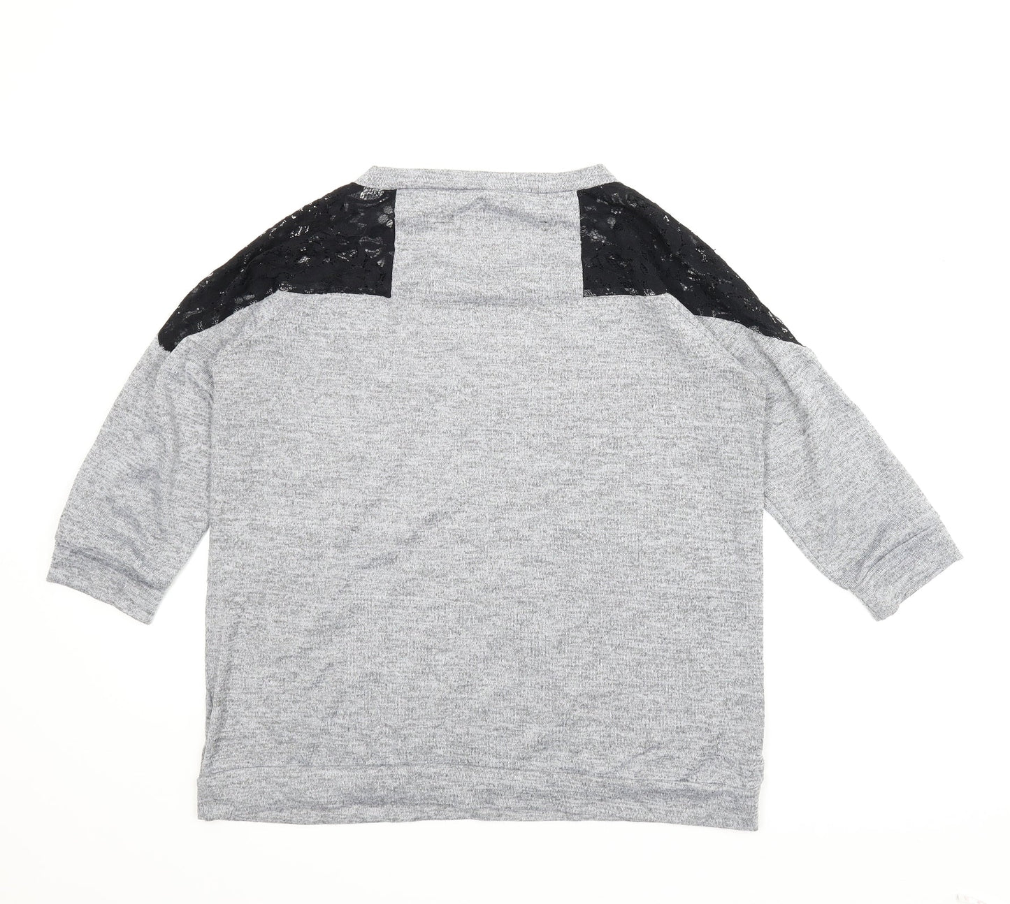 F&F Womens Grey Scoop Neck Floral Polyester Pullover Jumper Size 16