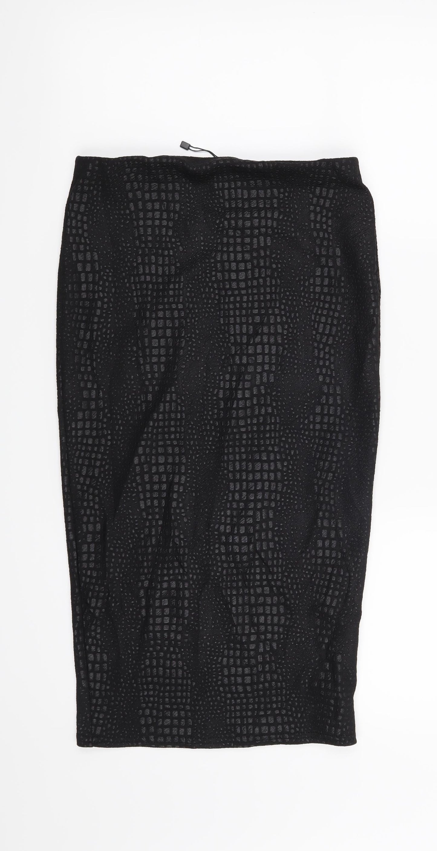 Pretty Little Thing Womens Black Animal Print Polyester Straight & Pencil Skirt Size 8