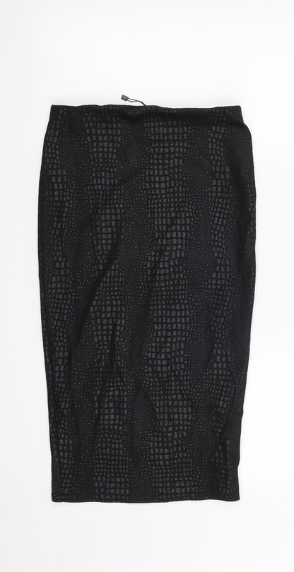 Pretty Little Thing Womens Black Animal Print Polyester Straight & Pencil Skirt Size 8