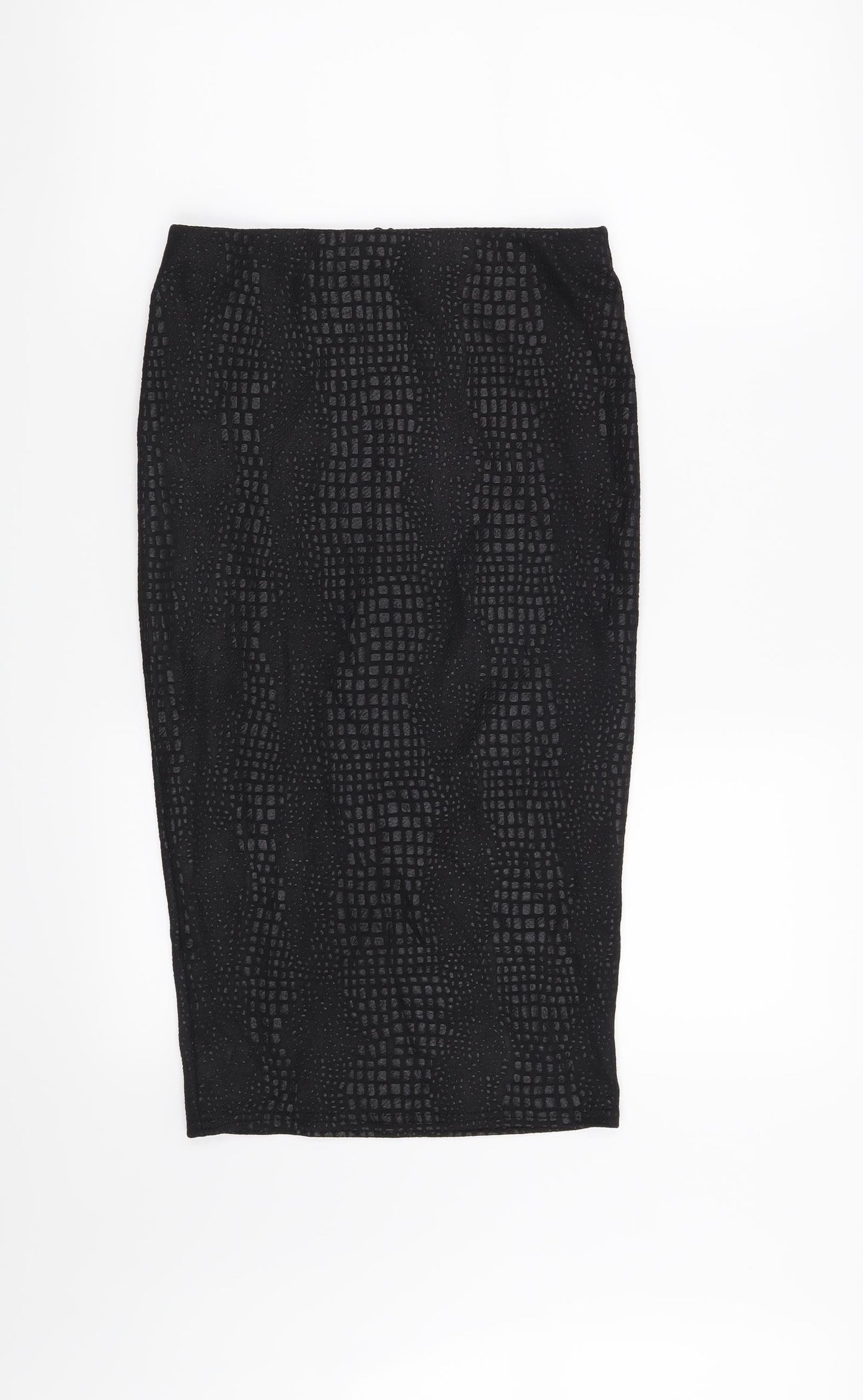 Pretty Little Thing Womens Black Animal Print Polyester Straight & Pencil Skirt Size 8