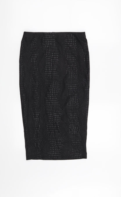 Pretty Little Thing Womens Black Animal Print Polyester Straight & Pencil Skirt Size 8