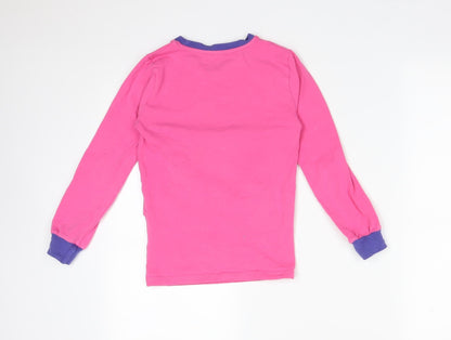 DISNEY  Girls Pink Floral Cotton Basic T-Shirt Size 9-10 Years Round Neck  - DISNEY IN THE LAND OF THE DEAD