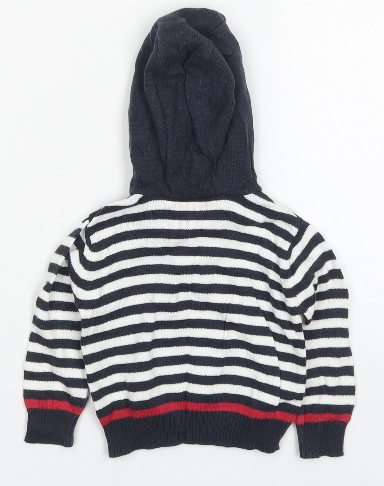 Early Days Boys Blue Striped Cotton Basic T-Shirt Size 3-6 Months High Neck Pullover - Hoodie