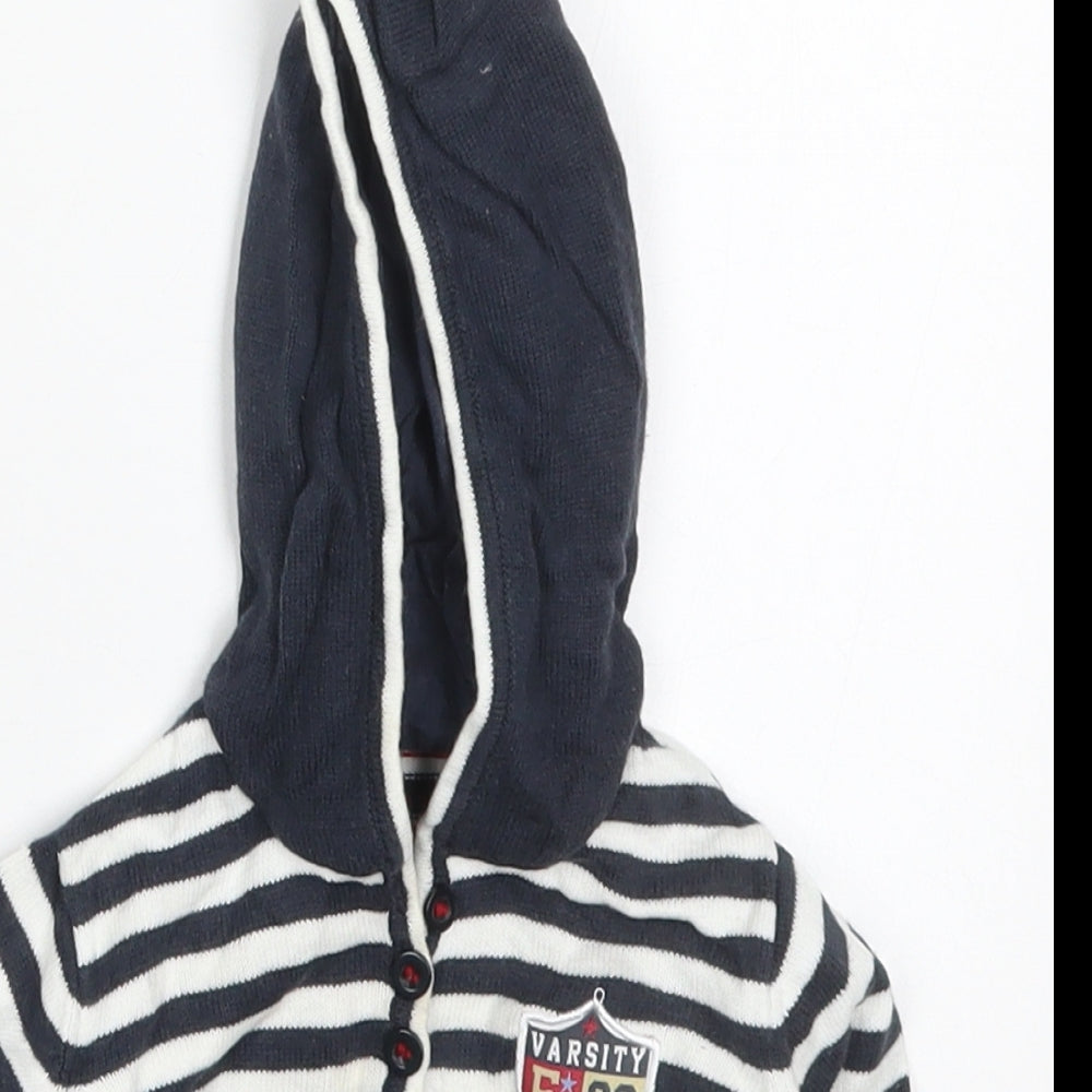 Early Days Boys Blue Striped Cotton Basic T-Shirt Size 3-6 Months High Neck Pullover - Hoodie
