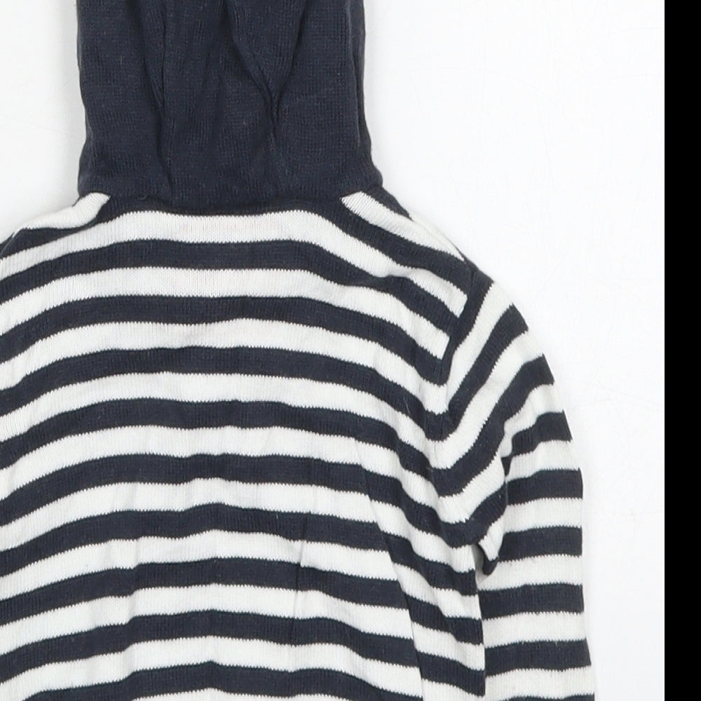 Early Days Boys Blue Striped Cotton Basic T-Shirt Size 3-6 Months High Neck Pullover - Hoodie