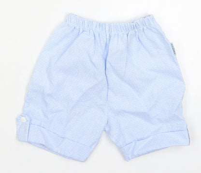 Stamp Boys Blue Check Cotton Capri Trousers Size 3-6 Months