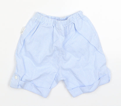 Stamp Boys Blue Check Cotton Capri Trousers Size 3-6 Months