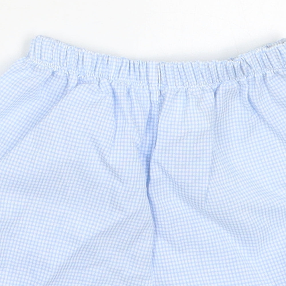 Stamp Boys Blue Check Cotton Capri Trousers Size 3-6 Months