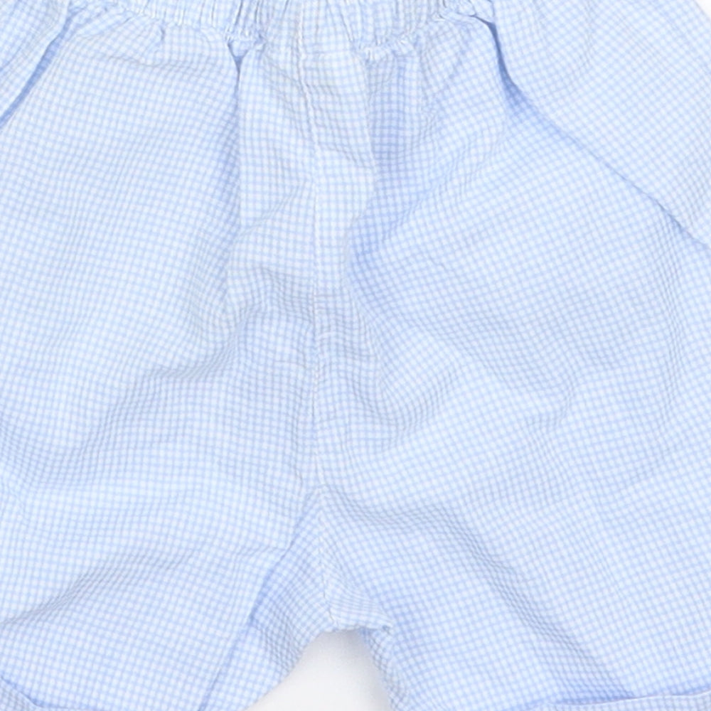 Stamp Boys Blue Check Cotton Capri Trousers Size 3-6 Months