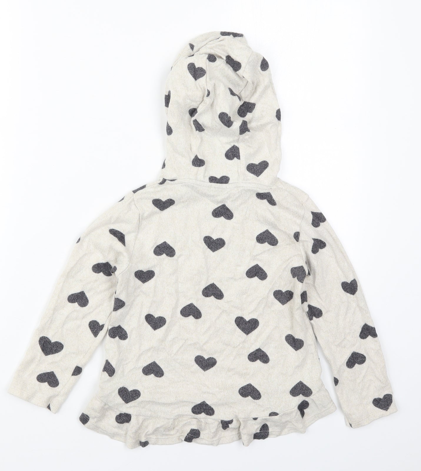 F&F Boys Beige  Vinyl Pullover Hoodie Size 5-6 Years  Pullover - Love Hearts
