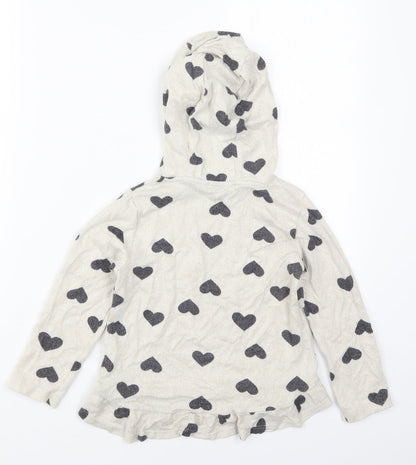 F&F Boys Beige  Vinyl Pullover Hoodie Size 5-6 Years  Pullover - Love Hearts